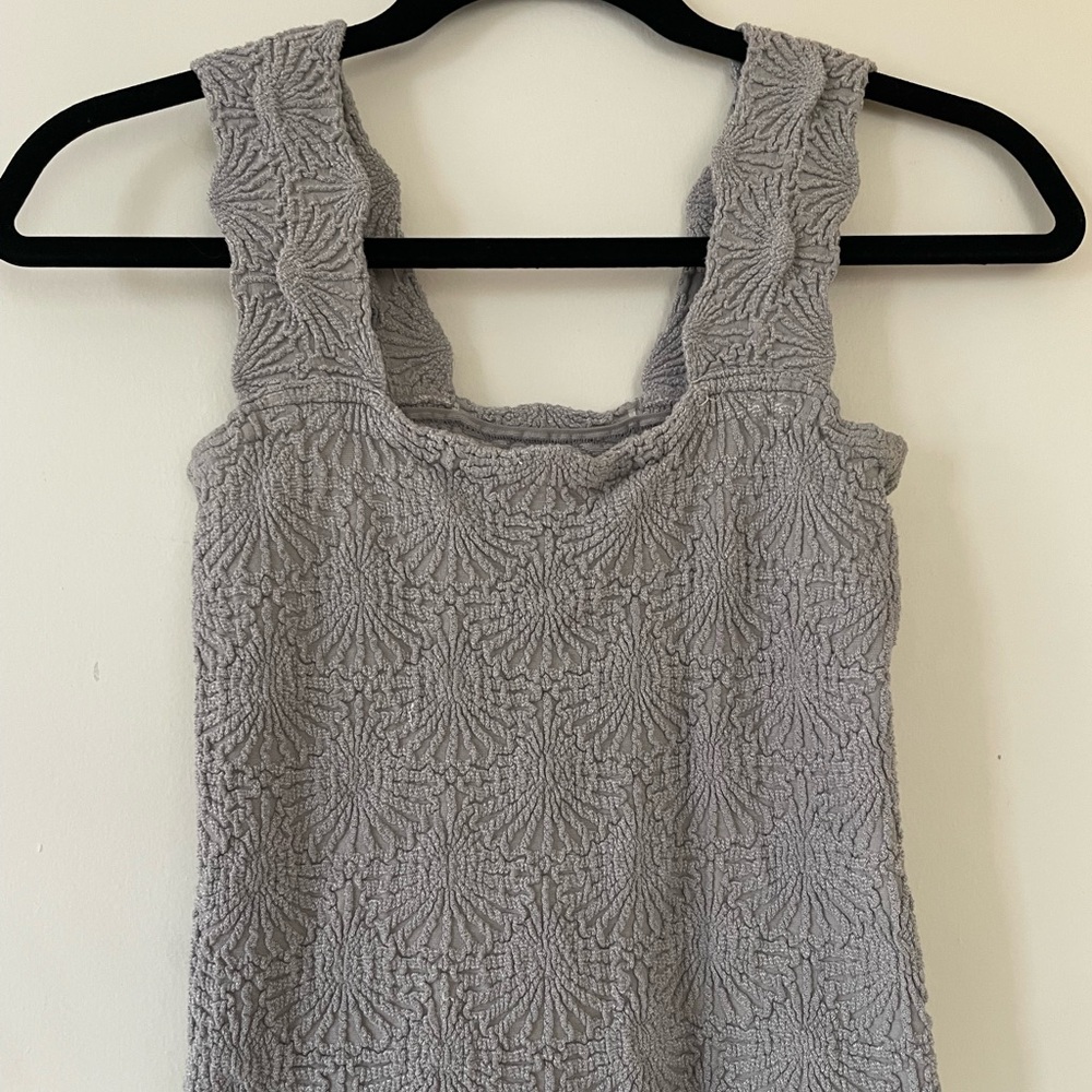 Free People Grey Scalloped Tank